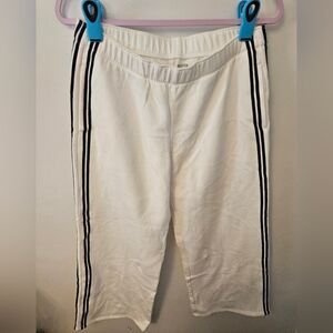 Hollister NWOT Womens White Wide Leg Joggers With Navy Stripe